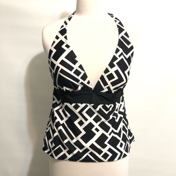 Tankini halter top black white sz 8 NWOT - Picture 1 of 9